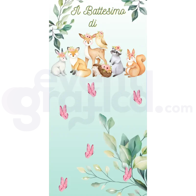 Animali Del Bosco Backdrop Battesimo 1