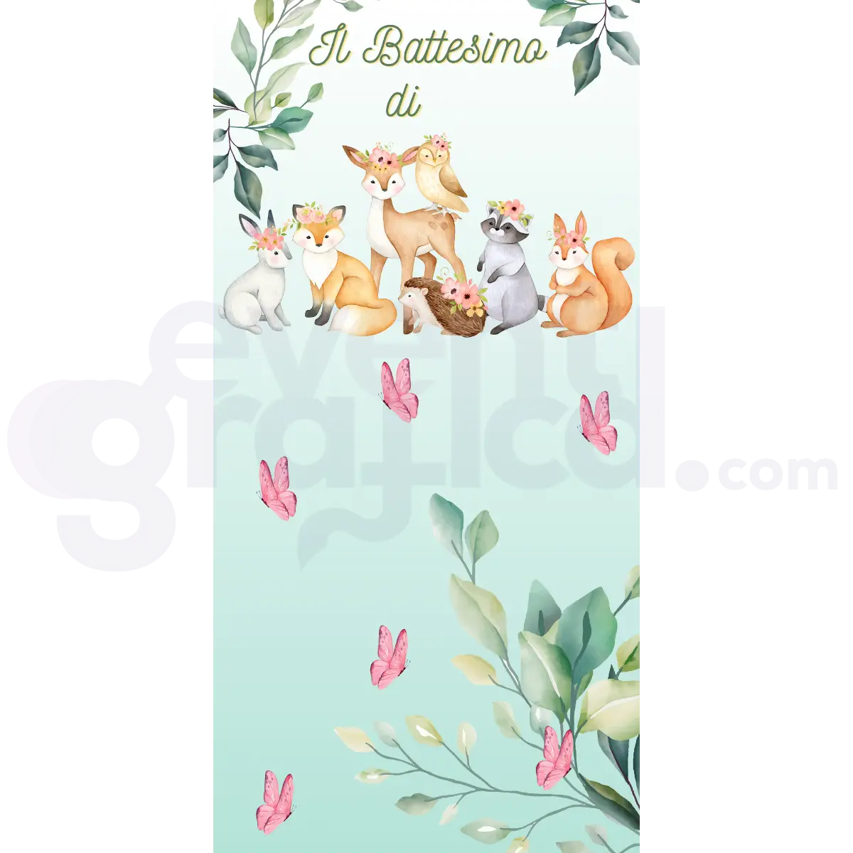 Animali Del Bosco Backdrop Battesimo 1