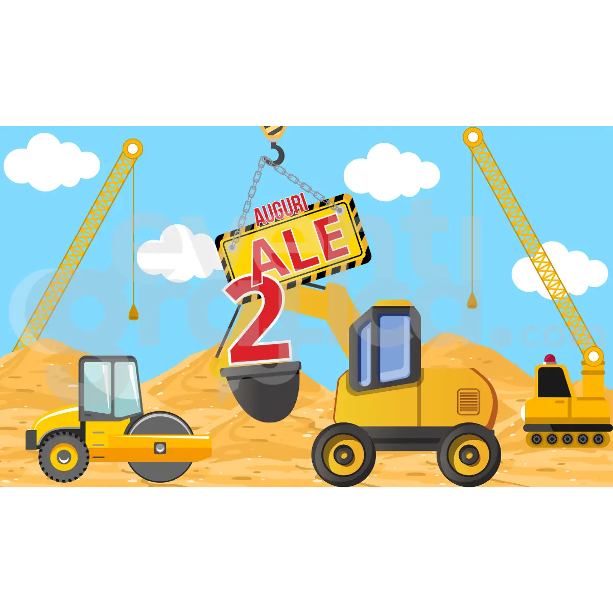 Escavatore Backdrop Compleanno 2